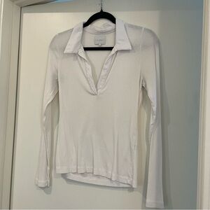 Sundays long sleeve white ribbed collared shirt